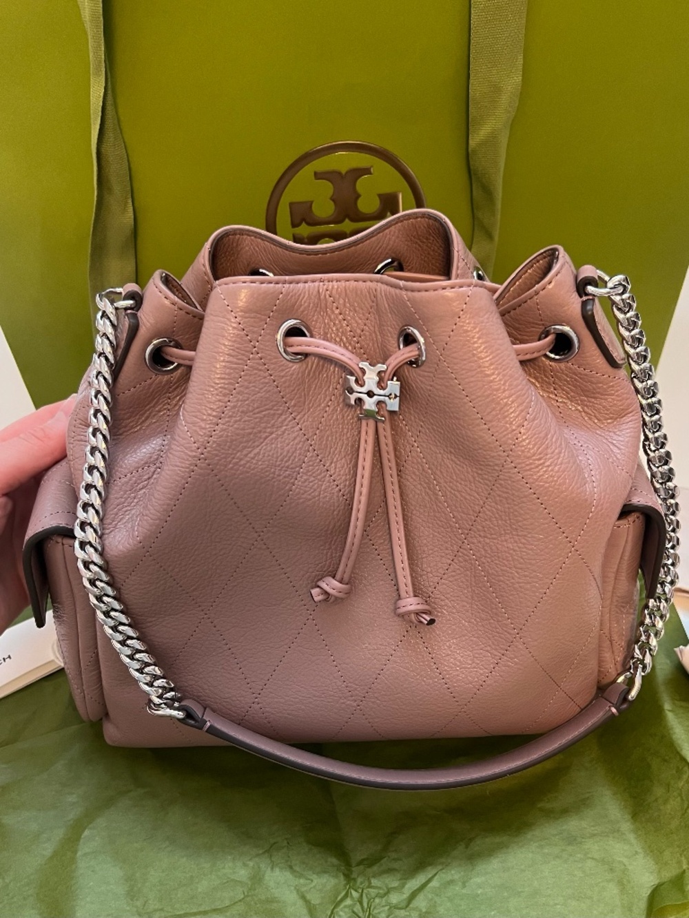 Tory Burch Small Charlie Quilted Drawstring Shoulder Bag